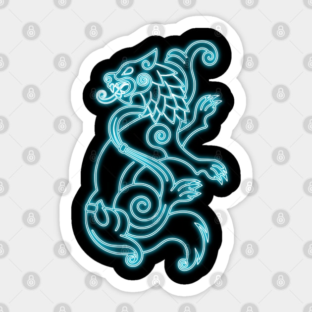 Fenrir Wolf - blue neon Sticker by la chataigne qui vole ⭐⭐⭐⭐⭐